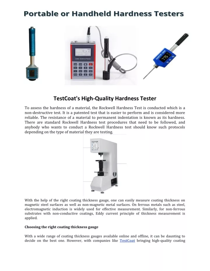 testcoat s high quality hardness tester