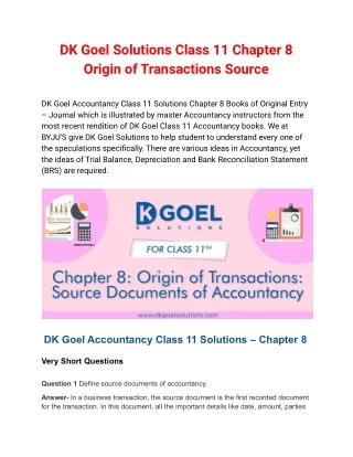dk goel solutions class 11 chapter 8 origin