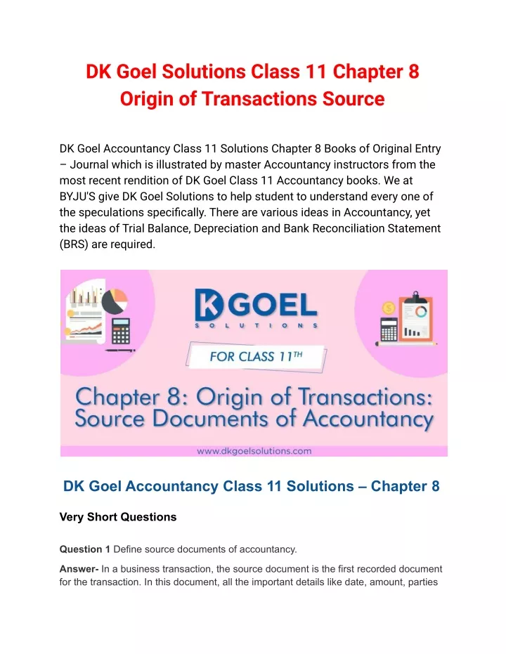 dk goel solutions class 11 chapter 8 origin