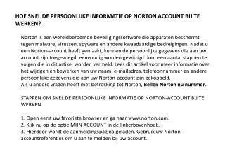 hoe snel de persoonlijke informatie op norton