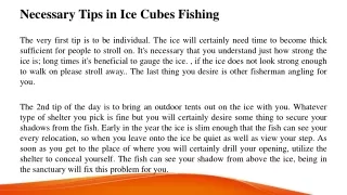 Necessary Tips in Ice Cubes Fishing