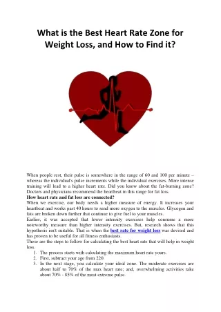 what is the best heart rate zone for weight loss
