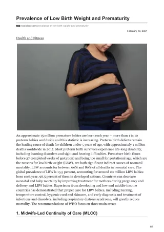 prevalence of low birth weight and prematurity