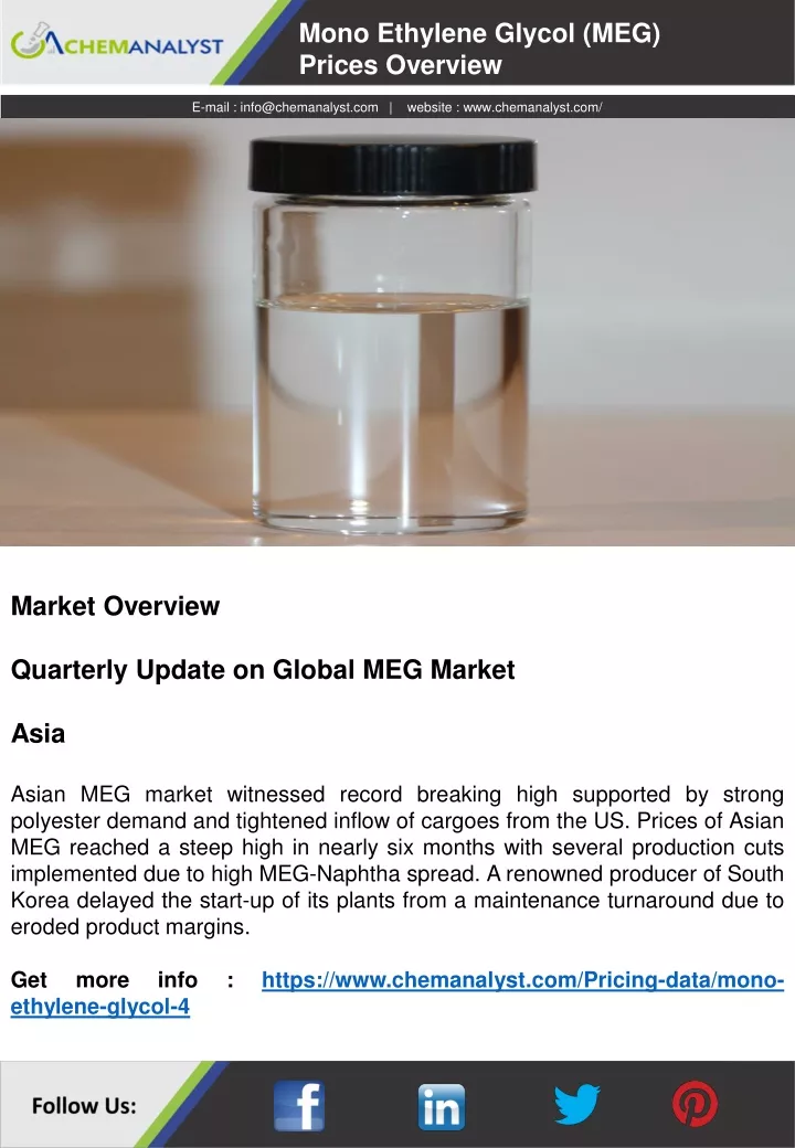 mono ethylene glycol meg prices overview