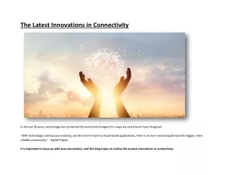 The Latest Innovations in Connectivity