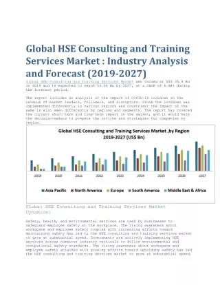 Global HSE Consulting and Training Services Market : Industry Analysis and Forecast (2019-2027)