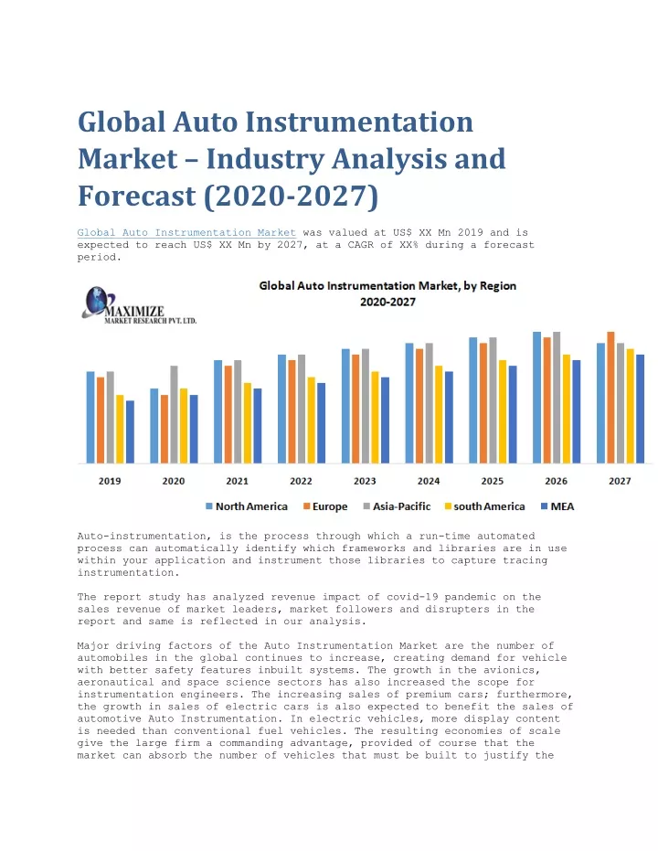 global auto instrumentation market industry