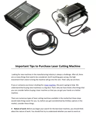 Important Tips to Purchase Laser Cutting Machine