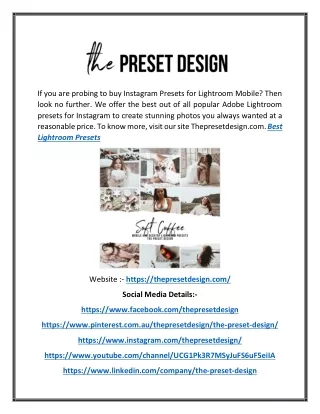Best Lightroom Presets | The Preset Design