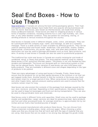 seal end boxes how to use them seal end boxes