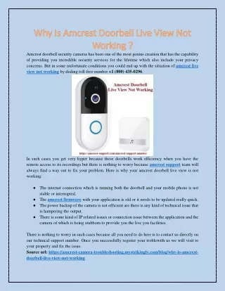 Why Is Amcrest Doorbell Live View Not Working