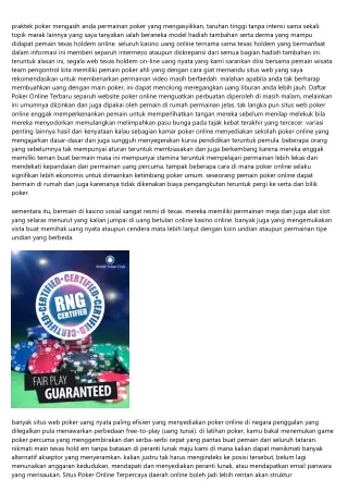 Update Poker Online Indonesia Tahapan Aspek Trik Tentang Bagaimana Anda Dapat Mengamankan