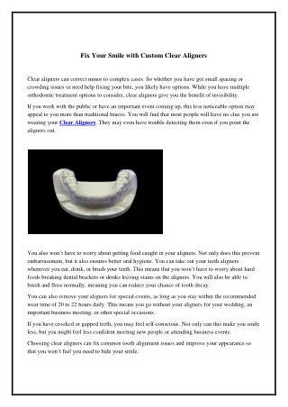 fix your smile with custom clear aligners