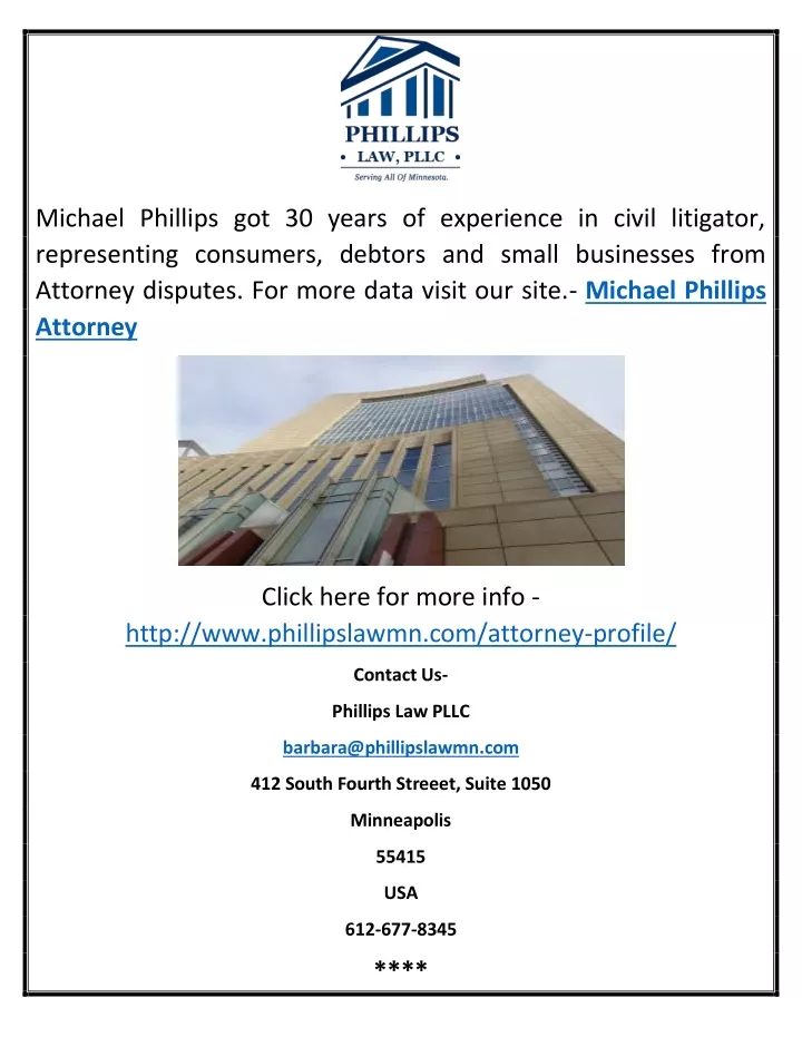 michael phillips got 30 years of experience