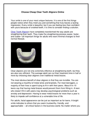 Choose Cheap Clear Teeth Aligners Online