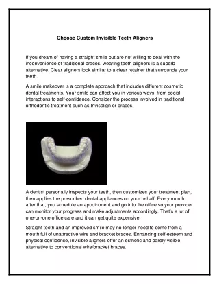 Choose Custom Invisible Teeth Aligners