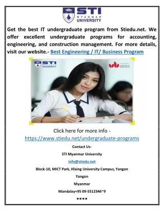 Best Engineering / IT/ Business Program | Stiedu.net