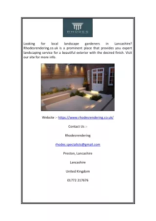 Landscaping Expert in Preston Lancashire | Rhodesrendering.co.uk