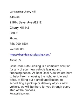 Car Leasing Cherry Hill