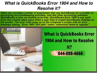 what is quickbooks error 1904 and how to resolve it
