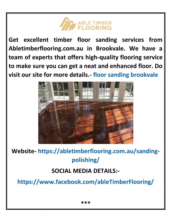 get excellent timber floor sanding services from