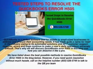 tested steps to resolve the quickbooks error h505