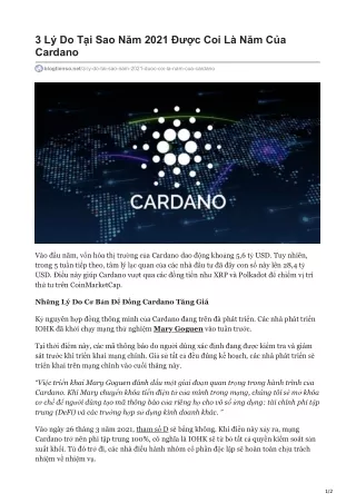 3 l do t i sao n m 2021 c coi l n m c a cardano