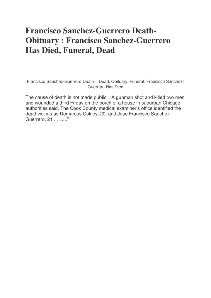 francisco sanchez guerrero death obituary