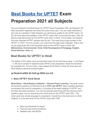 best books for uptet exam preparation 2021