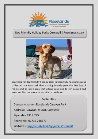 Dog Friendly Holiday Parks Cornwall | Roselands.co.uk