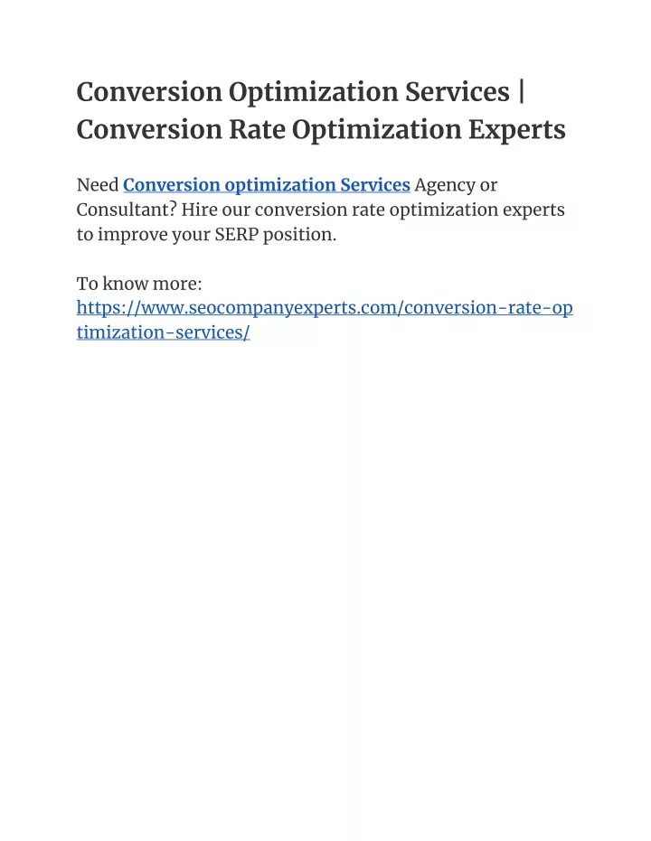 conversion optimization services conversion rate