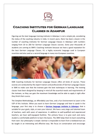 Coaching Institutes for German Language Classes in Adampur