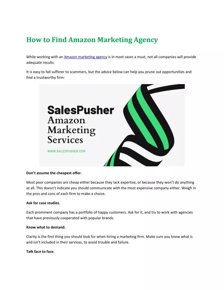 how to find amazon marketing agency
