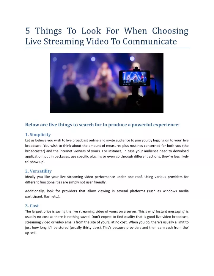 5 things to look for when choosing live streaming
