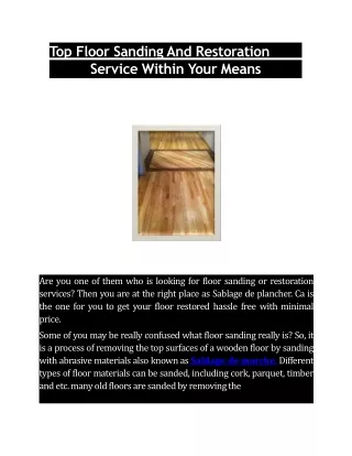Top floor sanding and restoration service within your means