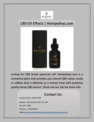 CBD Oil Effects | Hempednyc.com