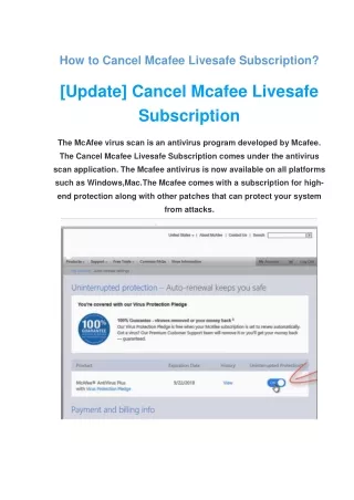 how to cancel mcafee livesafe subscription