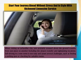 Start Your Journey Ahead Without Stress And In Style With Richmond Limousine Service