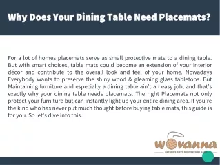 Why Does Your Dining Table Need Placemats