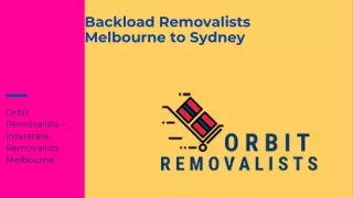 Backload Removalists Melbourne to Sydney