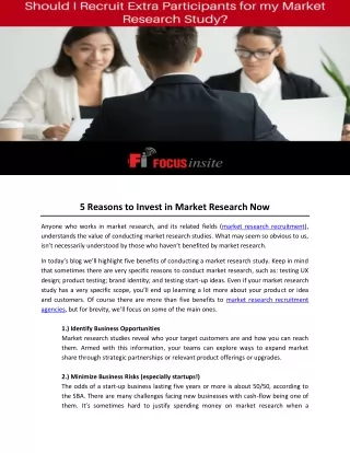5 Reasons to Invest in Market Research Now