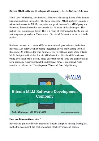 bitcoin mlm software development company