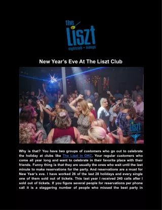 New Year’s Eve At The Liszt Club