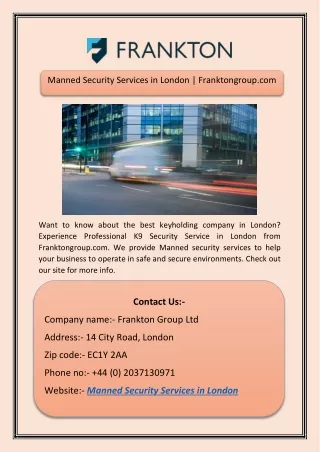 Manned Security Services in London | Franktongroup.com