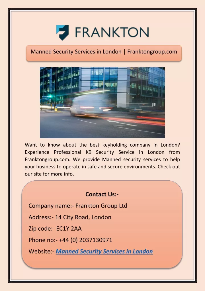manned security services in london franktongroup