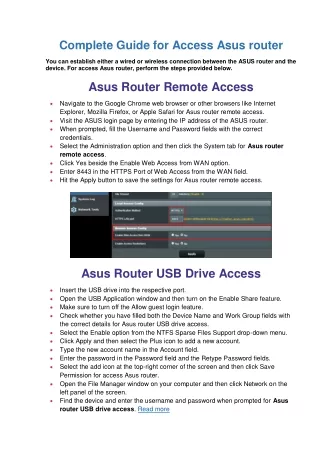 complete guide for access asus router