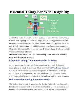 Essential Things For Web Designing