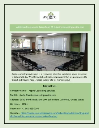 addiction programs in bakersfield