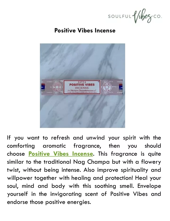 positive vibes incense