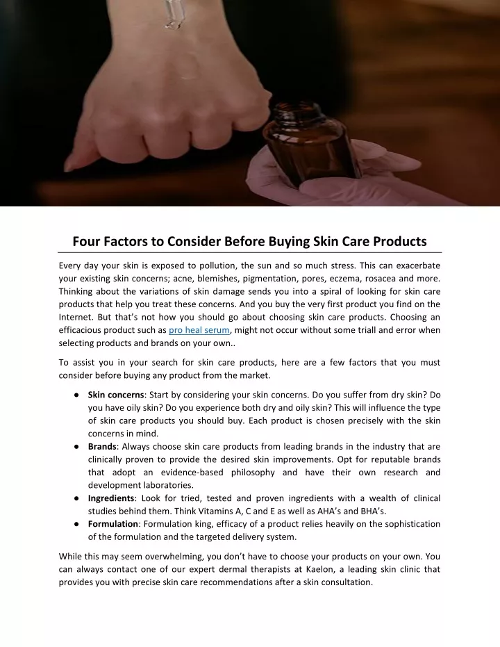four factors to consider before buying skin care